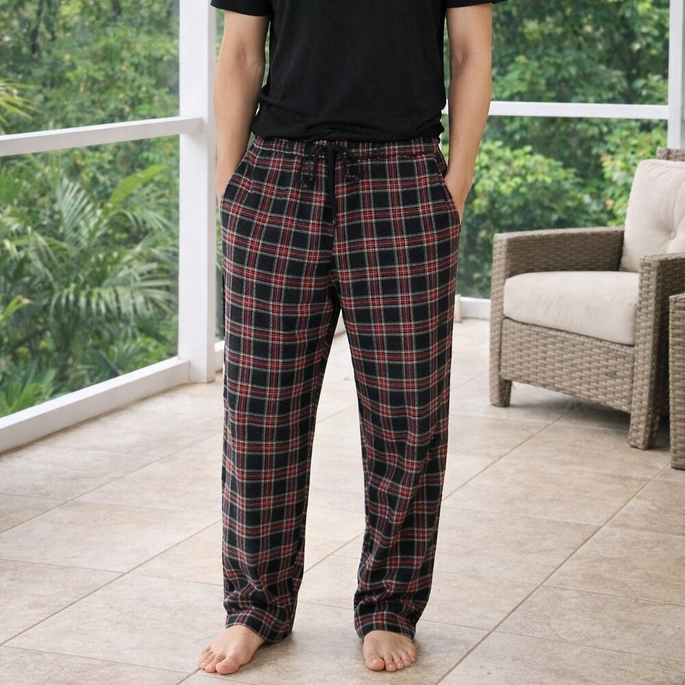 59th Street Brownstone Cotton Flannel Plaid Lounge Pants LG NWT